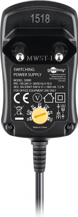 Image du produit Goobay 3 V - 12 V Universal-Netzteil 0.6 A