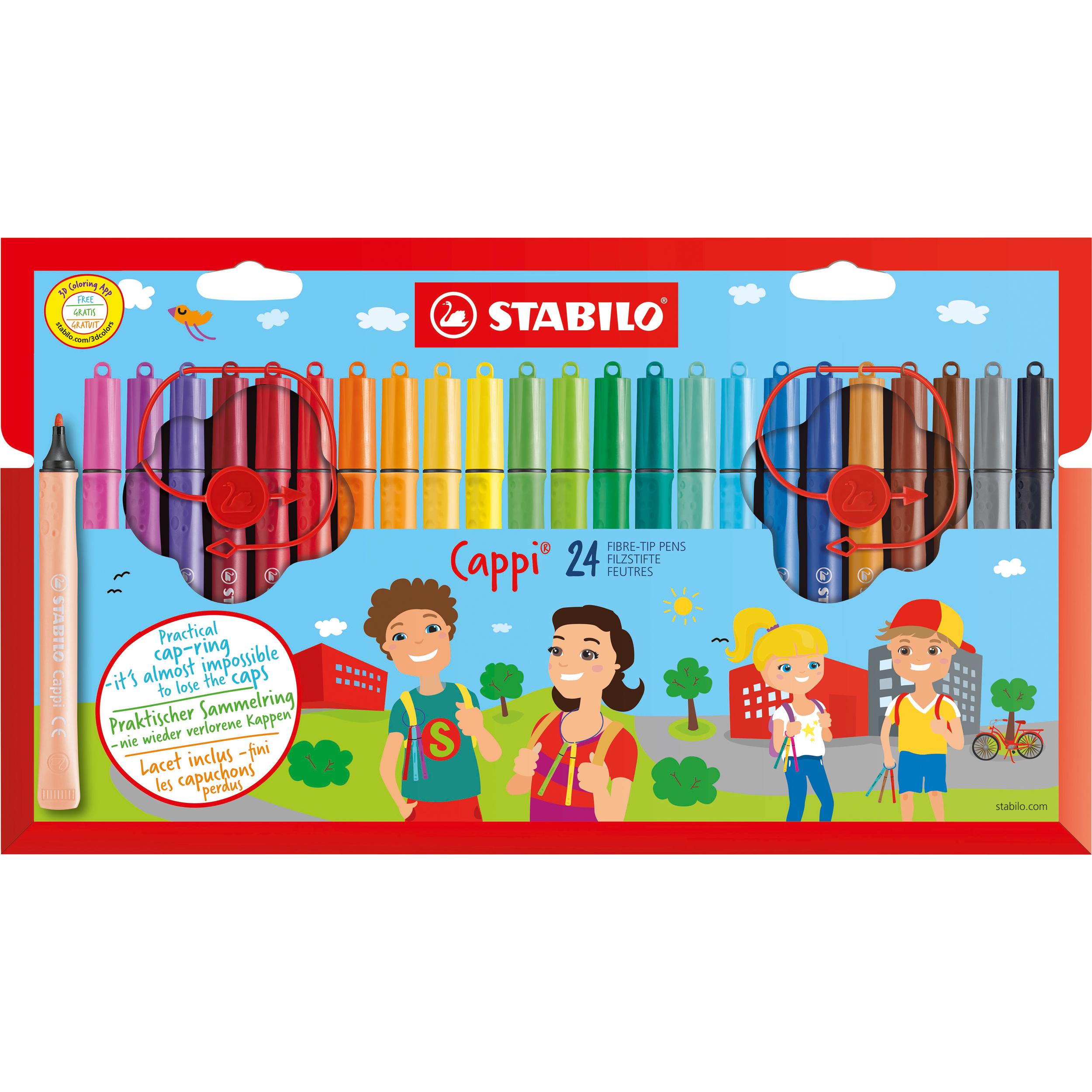STABILO, Malstifte, Cappi Filzstift mit Kappenring (Sortiert, 24 x)