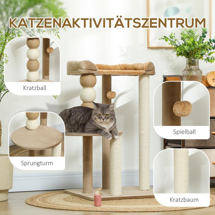 Produktbild PawHut Kratzbaum Spanplatte (86 cm, Kaffee)
