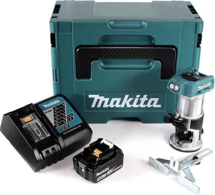 Actual product image Makita DRT 50 RT1J battery multifunction router brushless 18V + 1x battery 5.0 Ah + quick charger in mac
