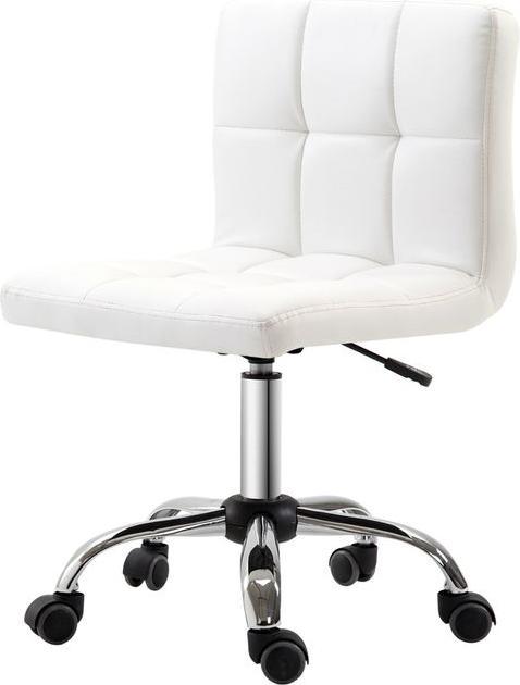 Swisshandel24 Bürostuhl, Drehstuhl, Kunstleder, Stahlstruktur, 5 Räder, gepolstert, Weiss (45 - 57 cm)