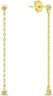 Produktbild Brilio Silver - Gold-plated dangle earrings with zircons EA1123Y