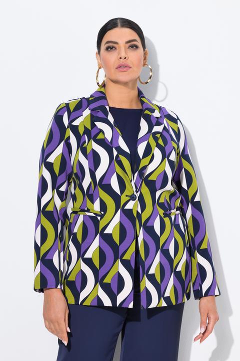 Image du produit Ulla Popken Blazer point de Rome, col à revers et motif graphique (42, 44)