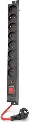 Actual product image Acar LISTWA ZASILAJĄCA R8 POWER 1.5M 8X 230V PL CZARNA 16A (8x, CEE 7/5, 3 m)