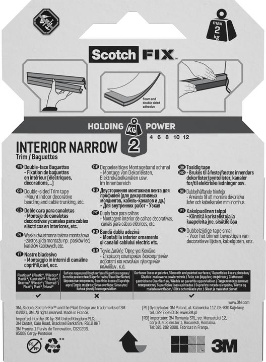 Nährwerte und Zutaten Scotch Montageband -Fix, 10 mm x 2 m, Weiss (10 mm)