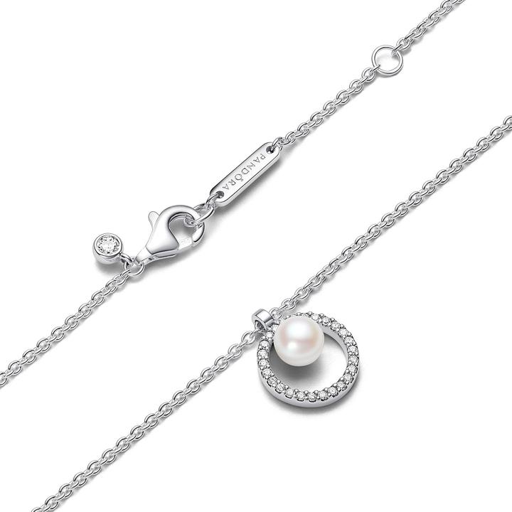 Produktbild Pandora Halskette Treated Freshwater Cultured Pearl & PavÃ© (Sterling Silber 925, 45 cm)