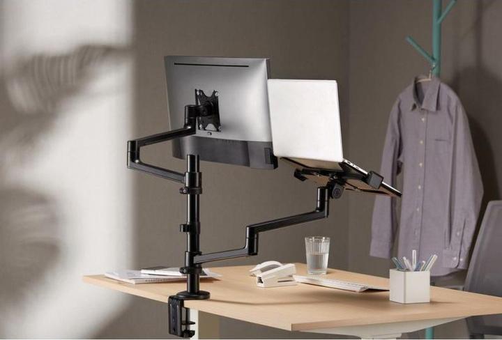 Actual product image Gembird Regulowany uchwyt biurkowy z ramieniem na monitor i podstawką na notebooka 17-32inch do 8kg (Table, 32", 8 kg)
