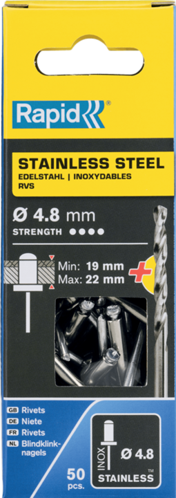 Rapid Roestvrijstalen blindklinknagel Ø 4,8 x 25 mm