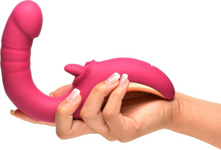 Actual product image Lickgasm XR Brands - Tease & Please Licking & Thrusting Vibrator - Pink