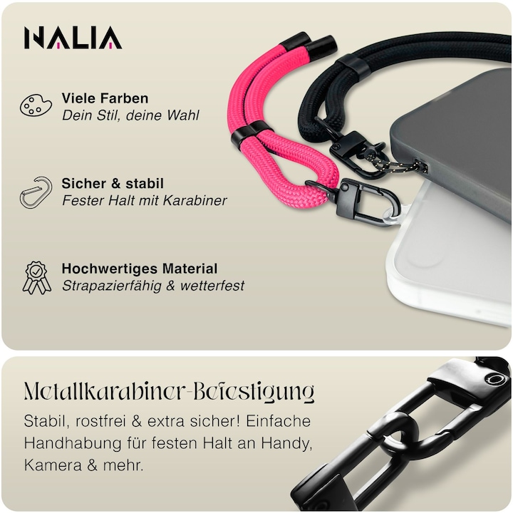 Image du produit Nalia Wristy Lanyard Handykette – Universal Trageband für Smartphones – Verstellbar, Soft & Elastisch