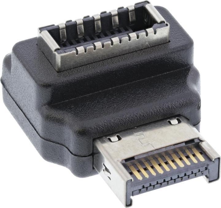 Actual product image InLine USB 3.2 adapter internal, front panel USB-E plug to USB-E socket 90°