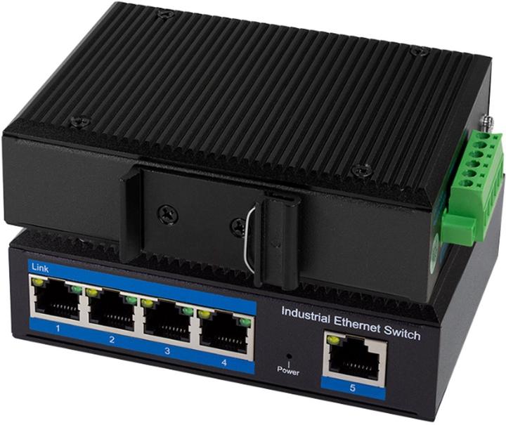 Actual product image LogiLink NS200P Industrial Fast Ethernet Switch 5-Port 10/100 Mbps with PoE DIN Rail Mounting (5 ports)