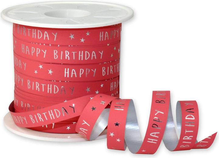 Produktbild Pattberg Geschenkband Happy Birthdasy 1 cm x 100 m, Rot (1x)