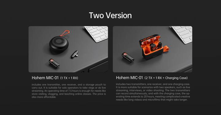Produktbild Hohem MIC 01 Wireless Lavalier Microphone, TYPE C (2TX+1RX) Black (Smartphone, Kompaktkamera)