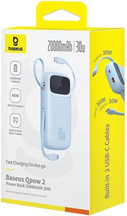 Actual product image Baseus Powerbank QPow2 20000mAh 30W 2xUSB-C (blue) (20000 mAh, 30 W)