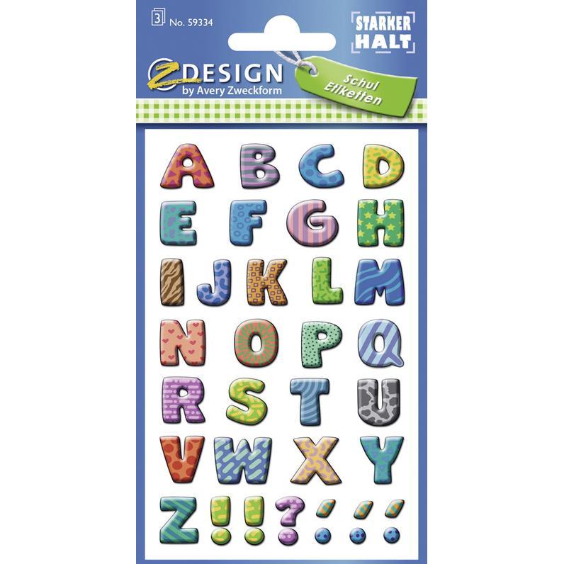 Z-Design, Sticker, Buchstaben-Etiketten