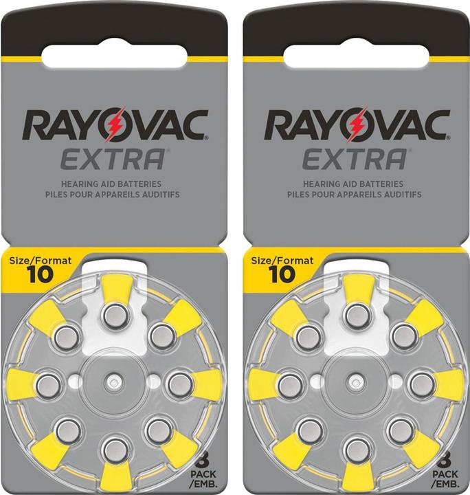 Image du produit Rayovac Lot de 2 piles pour aides auditives Extra 10, jaune, 1,45V 105 mAh, pack de 16 (16 pcs, 10, 105 mAh)