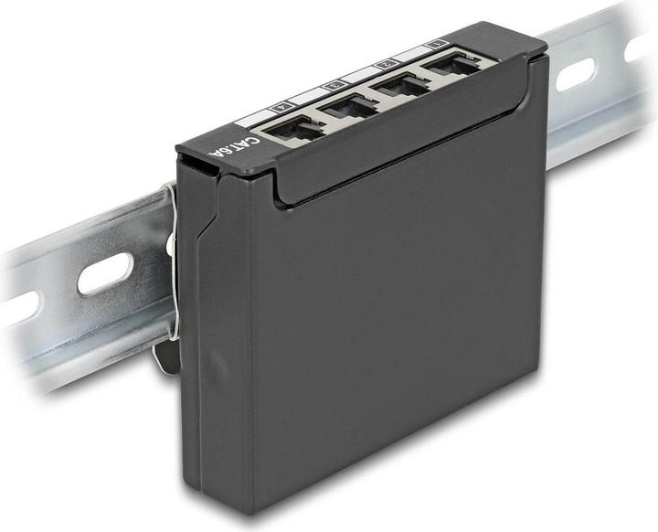 Actual product image Delock Mini Desktop Patchpanel RJ45 jack 4 port Cat.6A shielded black - for