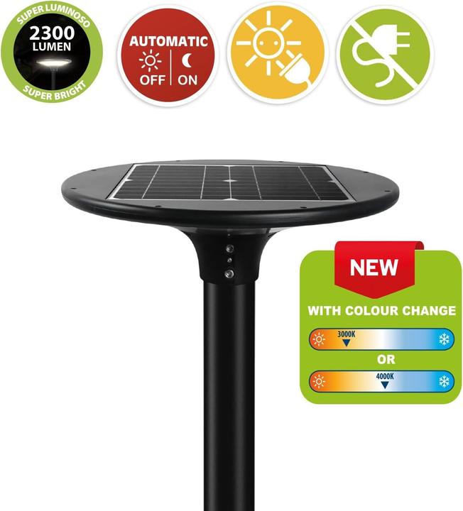 Produktbild Velamp Solarlaterne LED 2300 Lumen IP65 für Aussenbeleuchtung (2300 lm, IP65)