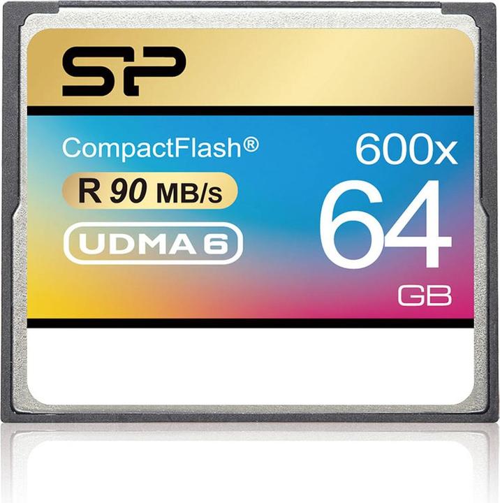 Actual product image Silicon Power 64GB 600x CF Read up to 90MB/s ATA interface PIO mode 6 MWDMA 4 UDMA 6 ECC function Re (64 GB, CF, U3, UHS-III)