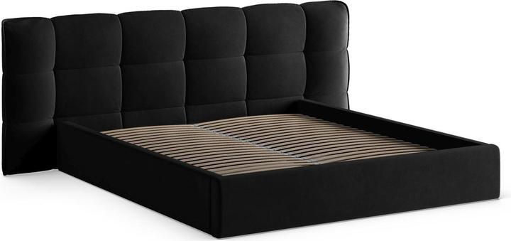 Actual product image Micadoni Velvet Storage Bed With Headboard, "Eric", Black, 225x250x104 Made in Europe (160 x 200 cm)