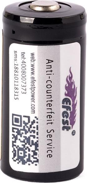Actual product image Efest ICR 16340 V2 Gold 850mAh 3.6V - 3.7V unprotected (1 pcs., 16340, 850 mAh)