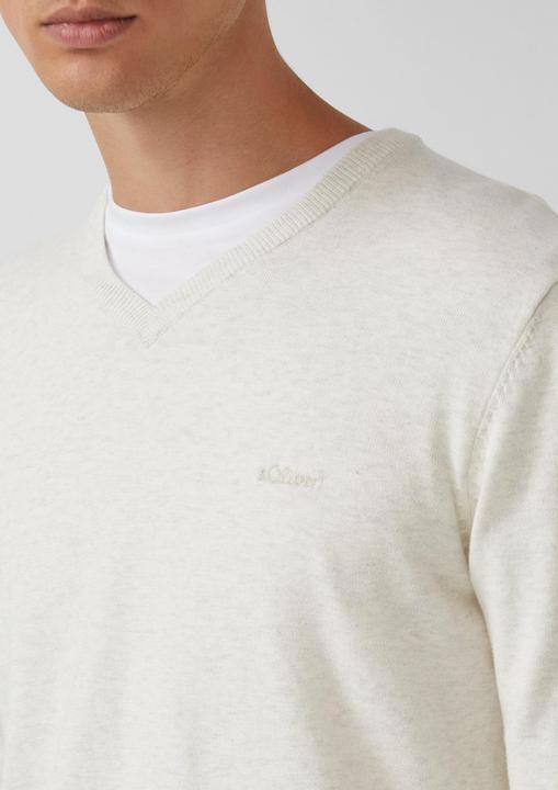 Produktbild s.Oliver Strickpullover Strickpullover mit Logo-Stickerei (L)