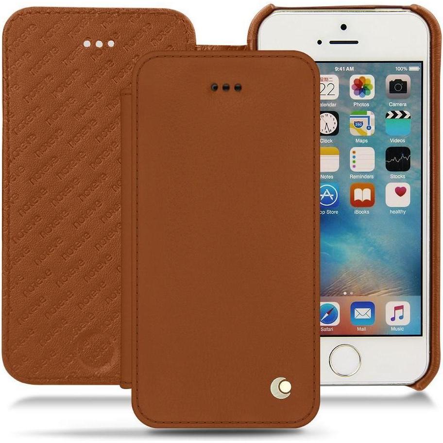 Noreve Lederschutzhülle horizontal (Apple iPhone SE), Smartphone Hülle, Braun