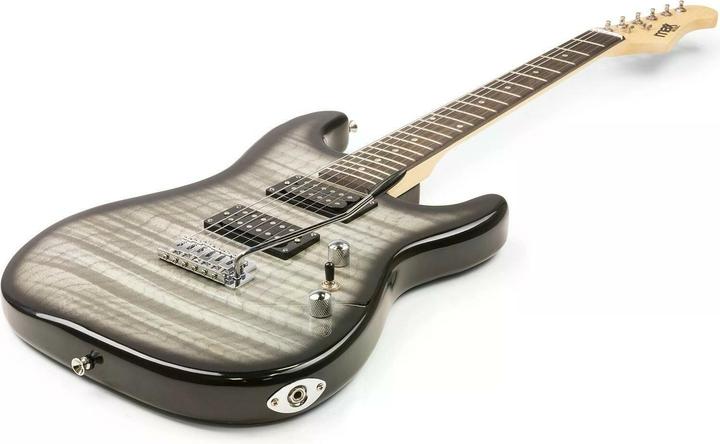 Actual product image Max Music Electric Guitar GigKit Quilted Style Black (Electric guitar, Body: Lime, Fingerboard: Rosewood, Neck: Lime)