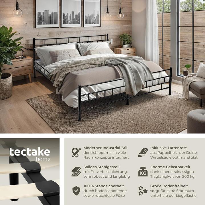 Actual product image tectake Metal bed (200 x 180 cm)
