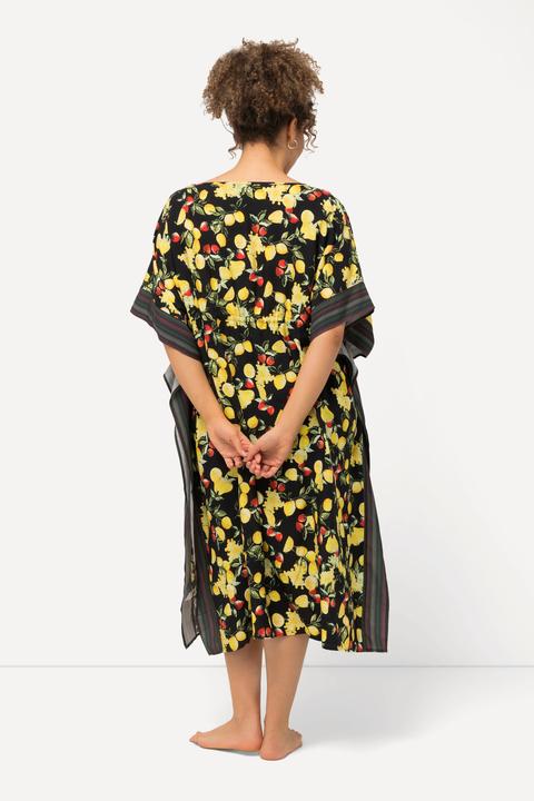 Image du produit Ulla Popken Caftan à motif citrons. Frise, encolure en V et manches courtes (58, 60, 62)