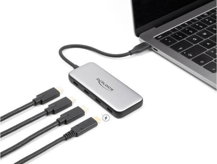 Produktbild Delock USB 10 Gbps USB Type-C Hub mit 4 x USB Type-C Buchse und PD 85 Watt (USB-C, 4 Ports)
