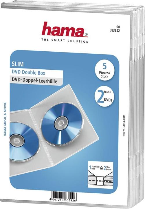 Hama DVD-Doppel-Leerhülle Slim, 5er-Pack