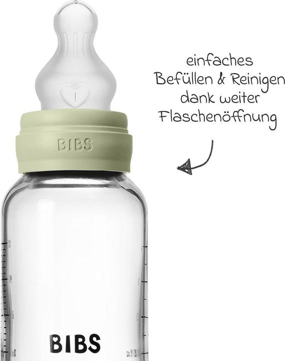 Actual product image Bibs Babyflaschen Glas-Flasche Baby Bottle Round 120 ml + Silikon-Trinksauger (120 ml)