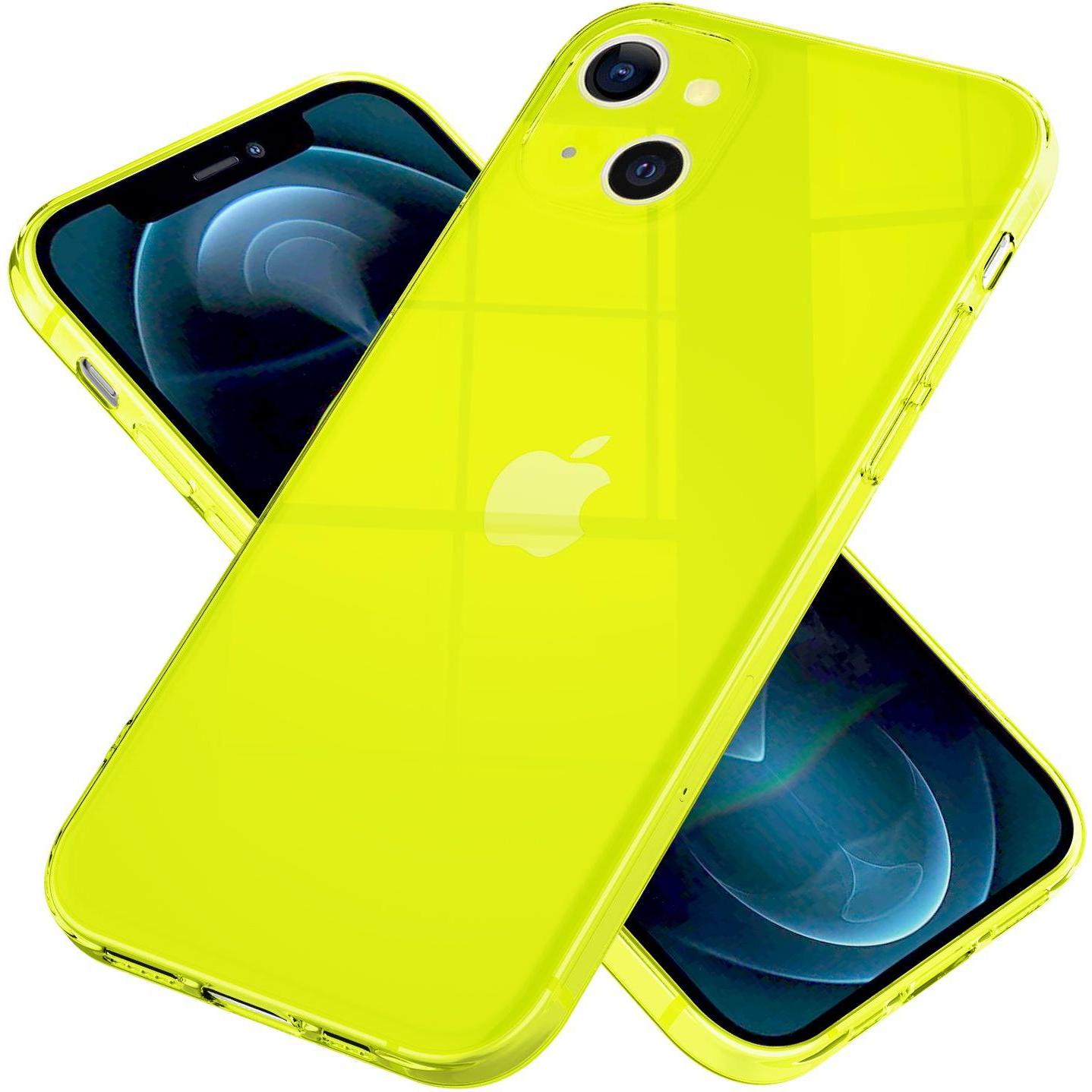 Nalia Klar Transparente Neon Silikon Hülle (Apple iPhone 13), Smartphone Hülle, Gelb