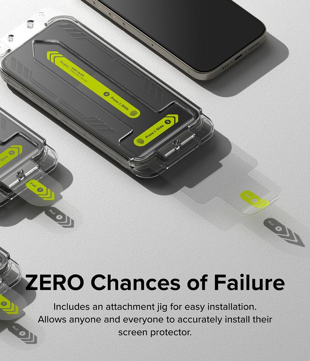 Image du produit Ringke Screen Protector for iPhone 15 Pro EASY SLIDE TEMPERED GLASS 2 pack, w installation Jig (2 pcs, Apple iPhone 15 Pro)