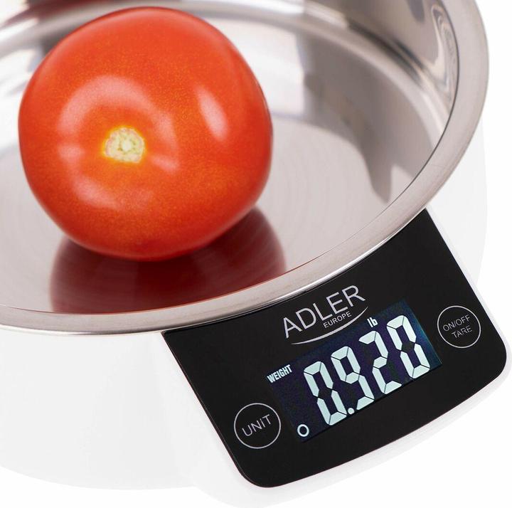 Actual product image Adler AD 3166 Kitchen Scale Stainless Steel Worktop Oval Electronic Kitchen Scale