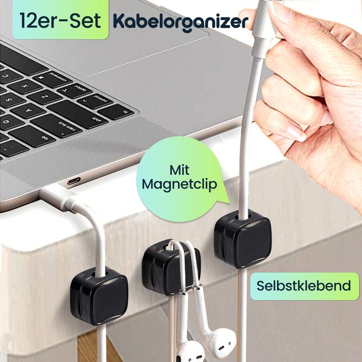 Actual product image Ideoon 12er-Set Kabelorganizer mit Magnetclip, schwarz