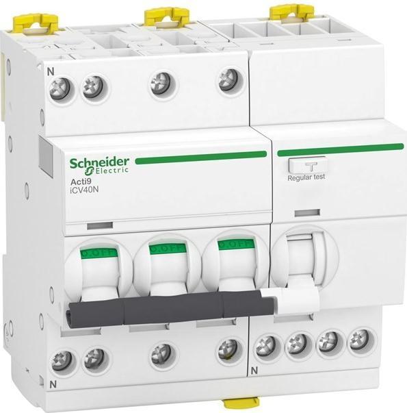 Produktbild Schneider Electric Kombischalter RCBo iCV40N 3-polig + Null-C-Kennlinie 10A 30mA Klasse A