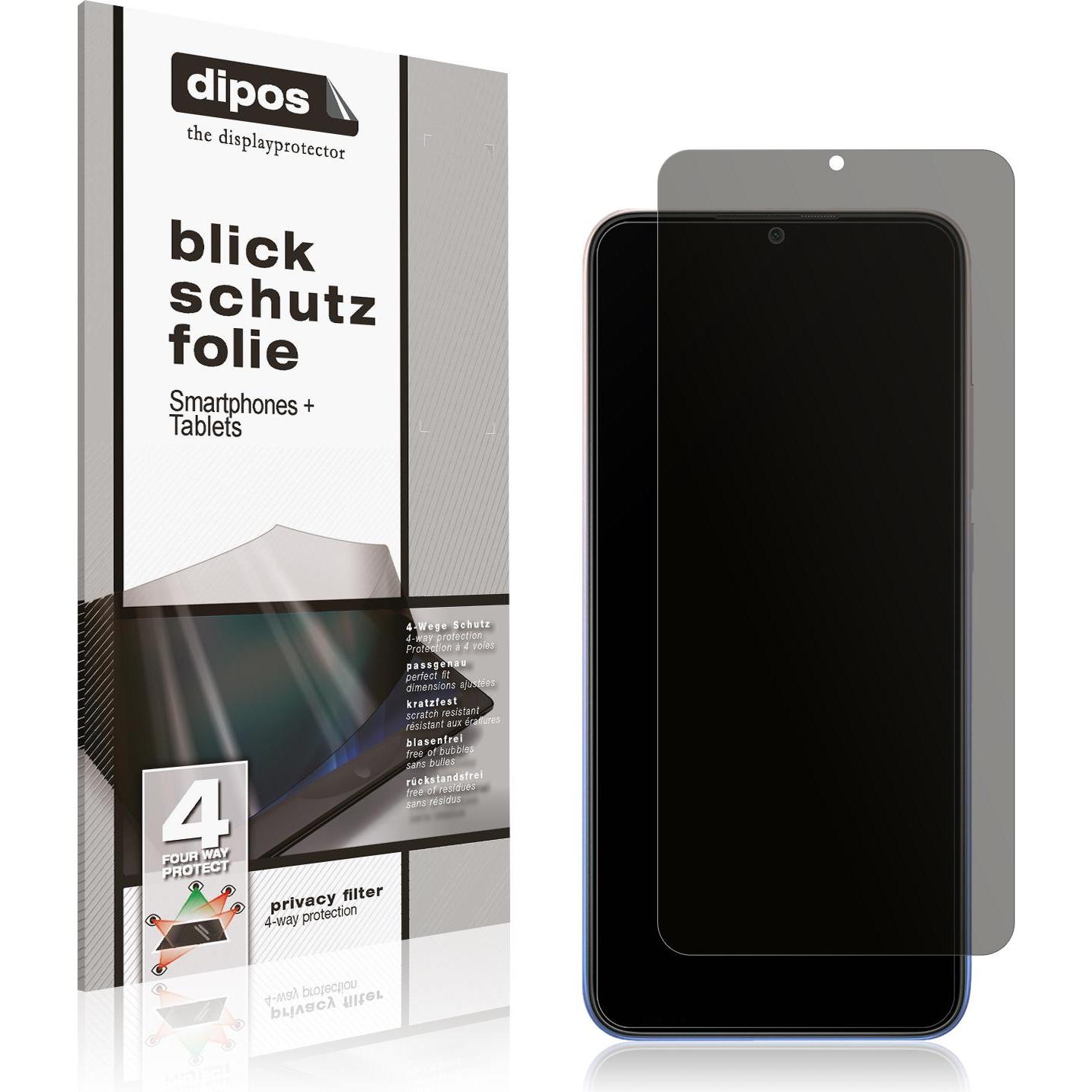 Dipos Blickschutzfolie 4-Way Privacy (1 Stück, Xiaomi Redmi 9 Activ), Smartphone Schutzfolie, Transparent