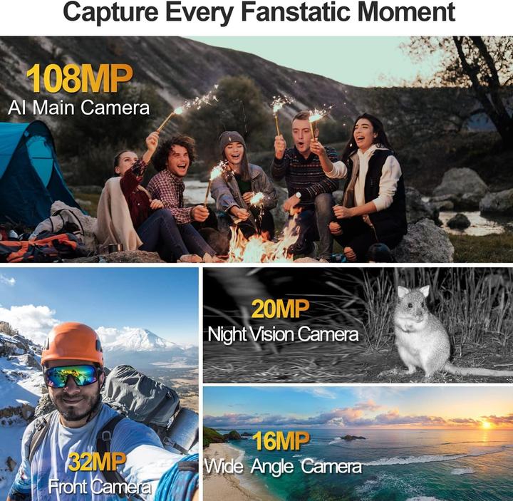 Produktbild Doogee Outdoor-Smartphone mit 5G, 22.000 mAh Akku, 108 MP Kamera, 6,6 Zoll Display (256 GB, Silber, 6.60", Dual SIM, 5G)