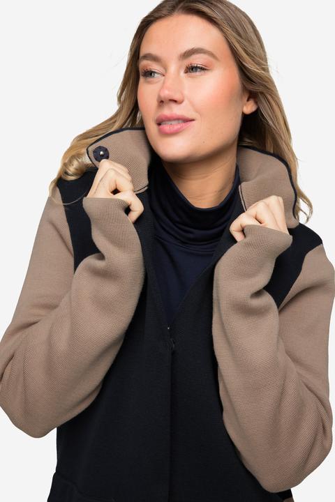 Produktbild Laurasøn Strickjacke, zweifarbig, Stehkragen, Druckknöpfe, Langarm (M)