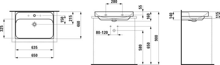 Produktbild Laufen Meda Aufsatzwaschtisch, geschliffen, 650x460mm, ohne Hahnloch, ohne Überlauf (460 mm, 650 mm)