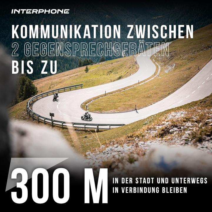 Actual product image Interphone Motorbike helmet intercom, 40 mm high-fidelity stereo, GPS, IPX67 waterproof, 20-hour battery life (Set of 1)