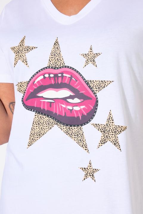 Immagine prodotto Angel of Style T-Shirt, Komfort Fit, Lippen-Motiv, Ziersteinchen (46)