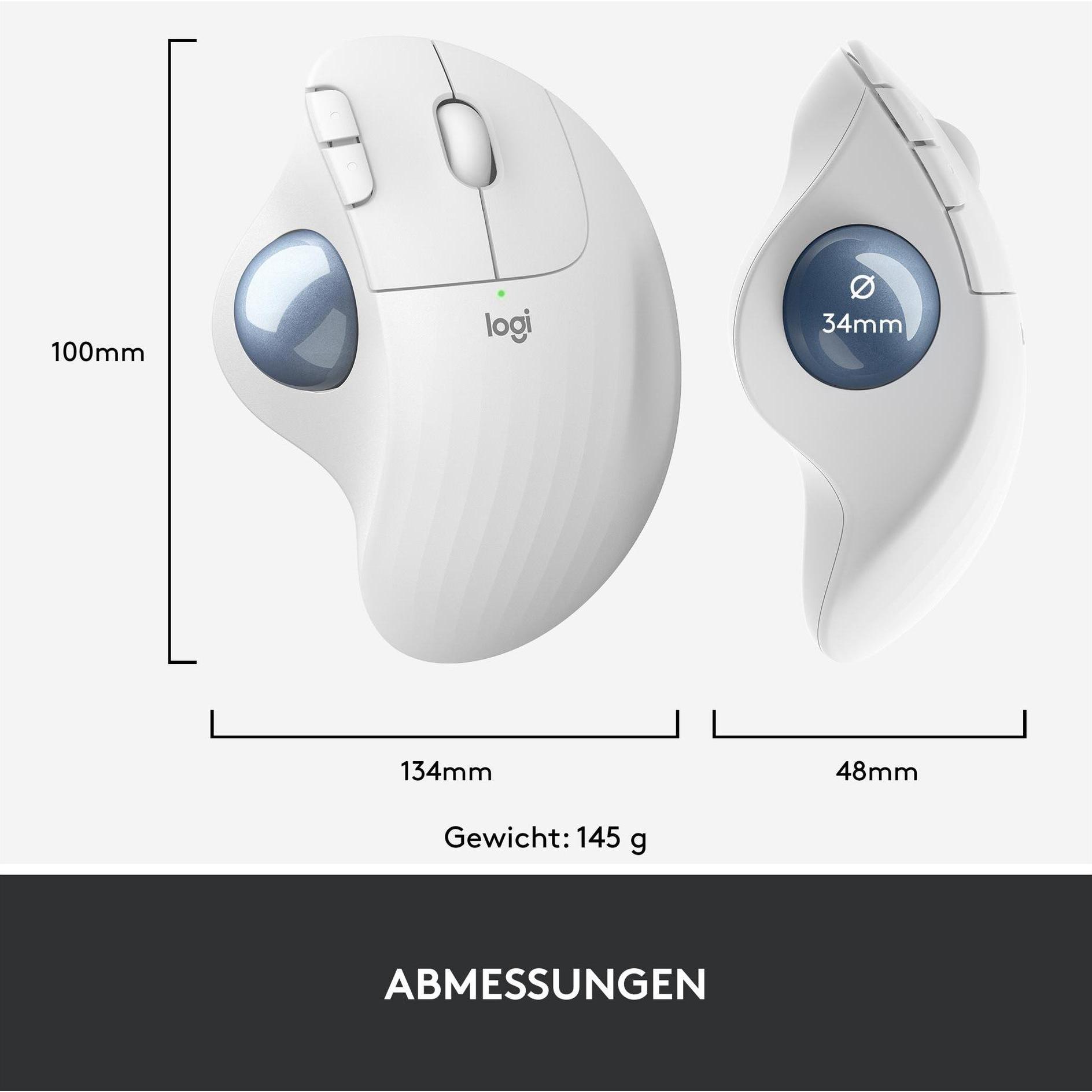 Logitech Ergo M575 for Business (Kabellos), Maus, Weiss