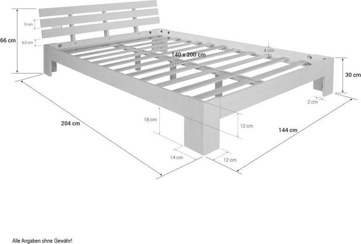 Produktbild Homestyle4u Holzbett mit Matratze & Lattenrost (140 x 200 cm)