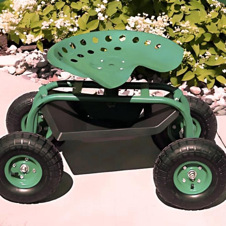 Produktbild Hermex Fahrbarer Gartensitz Rollsitz Gartenhocker Gartenwagen Sitzwagen (130 kg)