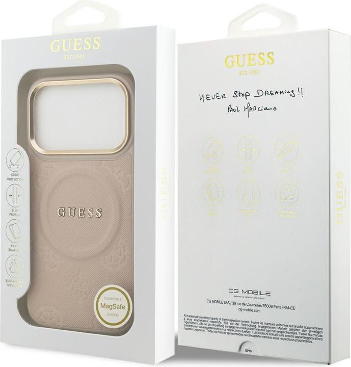 Produktbild Guess PU Leather Peony Pattern Case für Apple iPhone 17 Pro - pink (Apple iPhone 17 Pro)