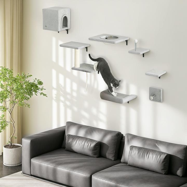 Produktbild PawHut Kletterwand Set (Grau+Cremeweiss)